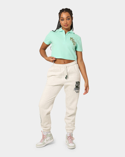 National Collegiate Athletic Association Michigan State University Spartans Women's W Letter Patch Crop Polo Lichen