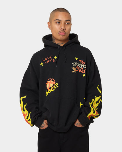 Goat Crew All Over No Cap Vintage Hoodie Black Wash