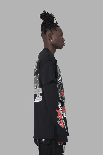 DXXMLife L-5 B Motor Sport Long Sleeve T-Shirt Black