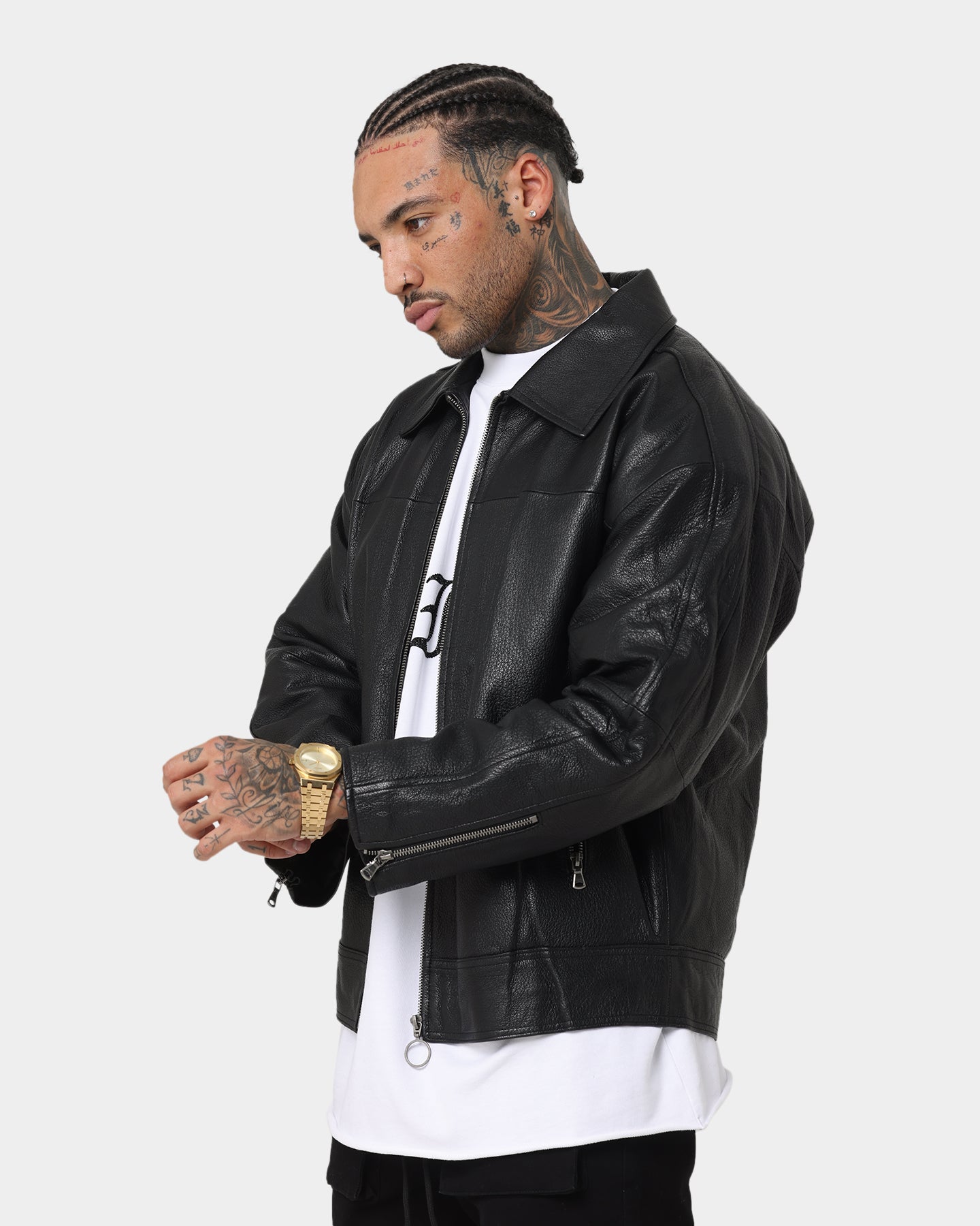 Saint Morta Oversized Leather Bomber Jacket Black | Culture Kings NZ
