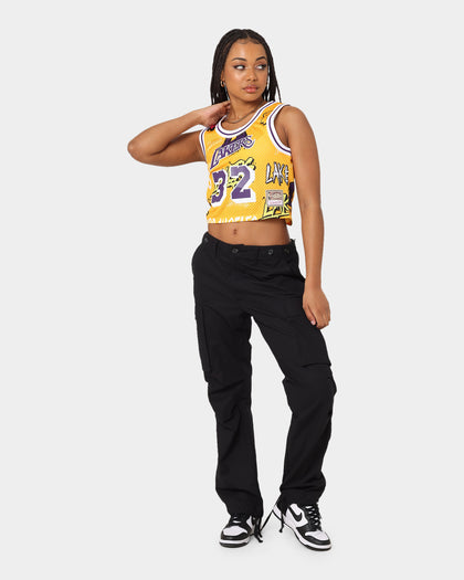 Mitchell & Ness Women's Magic Johnson Los Angeles Lakers Slap Sticker Crop Tank Yellow
