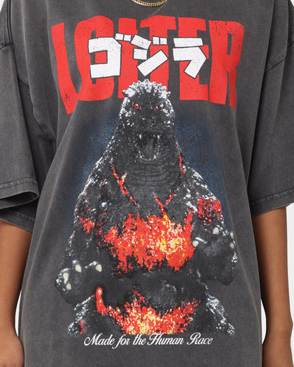 Loiter X Godzilla Godzilla Vintage T-Shirt Charcoal