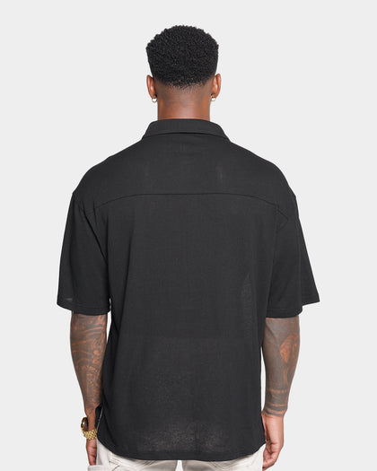 XXIII Robert Slub Knit Polo Shirt Black