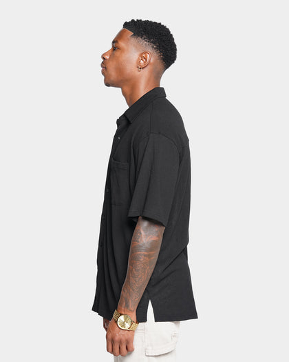 XXIII Robert Slub Knit Polo Shirt Black