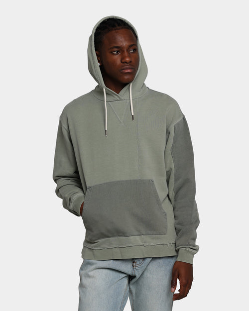 MNML Panelled Vintage Hoodie Olive