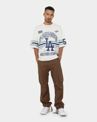 Majestic Athletics Los Angeles Dodgers Champion Arch Stripe Oversized T-Shirt Optic White