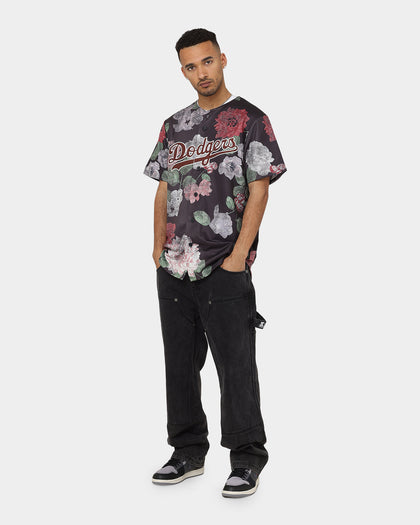 Majestic Athletic Los Angeles Dodgers Floral Wordmark Rep Jersey Faded Black