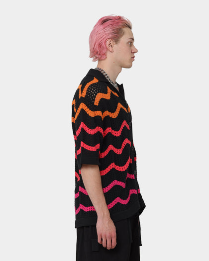 Loiter Breeze Knit Button-Up Shirt Black