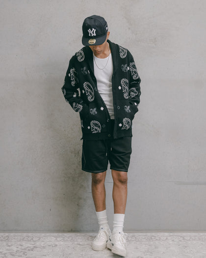 Carre Bandana Distressed Cardigan Black