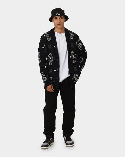 Carre Bandana Distressed Cardigan Black