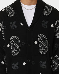 Carre Bandana Distressed Cardigan Black