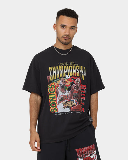 Mitchell & Ness Seattle Sonics VS Chicago Bulls 1996 Finals T-Shirt Faded Black