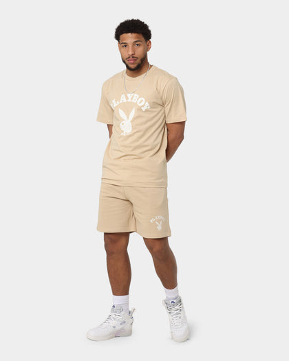 Playboy Playboy Track Club Distressed T-Shirt Tan