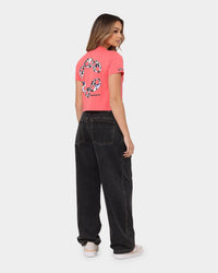 Crooks & Castles Women's Chain Leopard Crop T-Shirt Punch