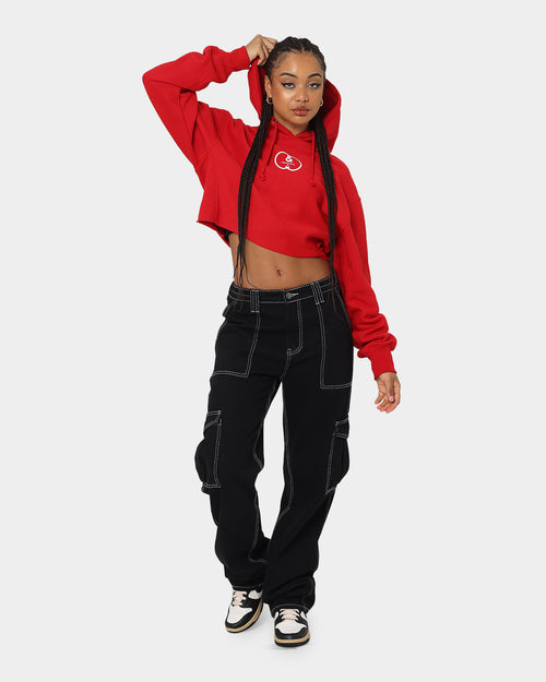 Crooks & Castles Women's CC Logo Oversized Crop Hoodie Red