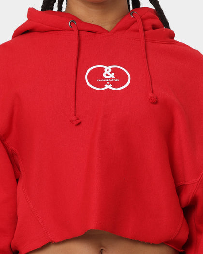 Crooks & Castles Women's CC Logo Oversized Crop Hoodie Red