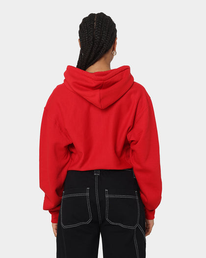 Crooks & Castles Women's CC Logo Oversized Crop Hoodie Red
