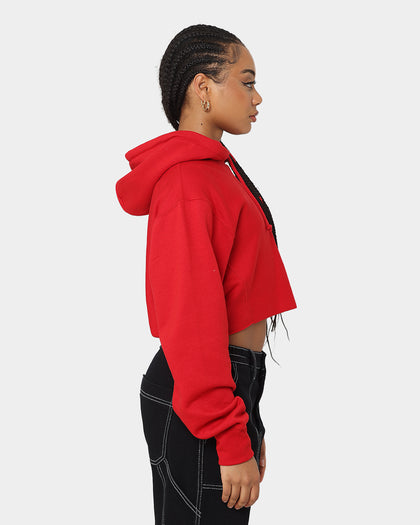 Crooks & Castles Women's CC Logo Oversized Crop Hoodie Red