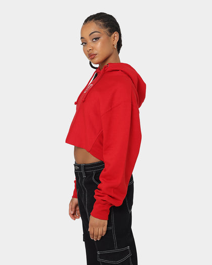 Crooks & Castles Women's CC Logo Oversized Crop Hoodie Red