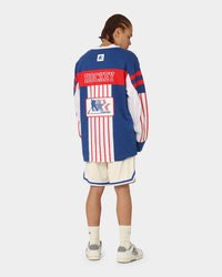 Starter Stripes Hockey Long Sleeve T-Shirt Blue/White/Red