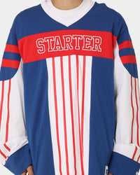 Starter Stripes Hockey Long Sleeve T-Shirt Blue/White/Red