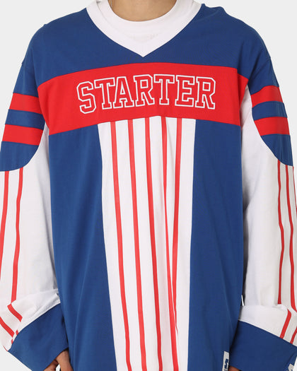 Starter Stripes Hockey Long Sleeve T-Shirt Blue/White/Red