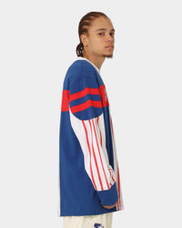 Starter Stripes Hockey Long Sleeve T-Shirt Blue/White/Red