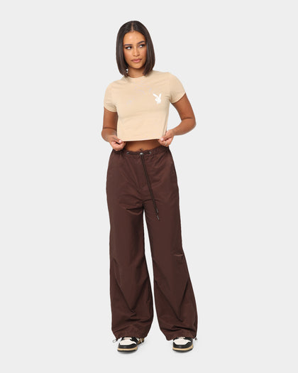Playboy Women's Mini PB Gradient Crop T-Shirt Tan