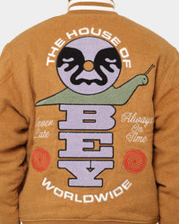 Obey Time Varsity Jacket Brown