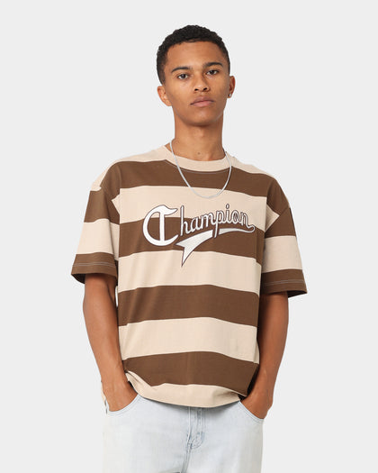 Champion Heritage Cursive Logo T-Shirt Stripe 7v1