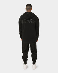 Saint Morta Gothic Appliqué Zipped Vintage Hoodie Vintage Black