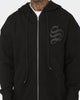 Saint Morta Gothic Appliqué Zipped Vintage Hoodie Vintage Black