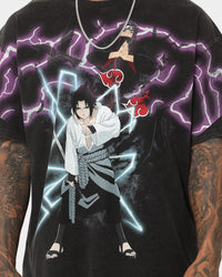 Goat Crew X Naruto Uchicha Brothers Colossal Premium Vintage T-Shirt Black Wash