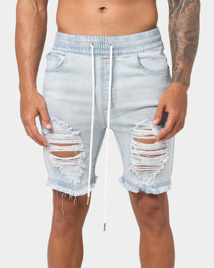 ENES Gunner Skinny Ripped Short Light Blue