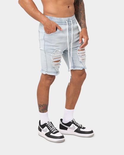 ENES Gunner Skinny Ripped Short Light Blue