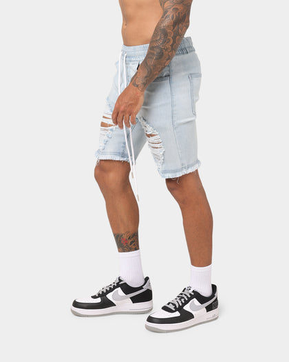 ENES Gunner Skinny Ripped Short Light Blue