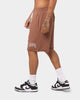 Dope Raw Fleece Shorts Brown
