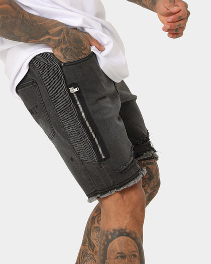 Saint Morta Codex Denim Shorts Vintage Black