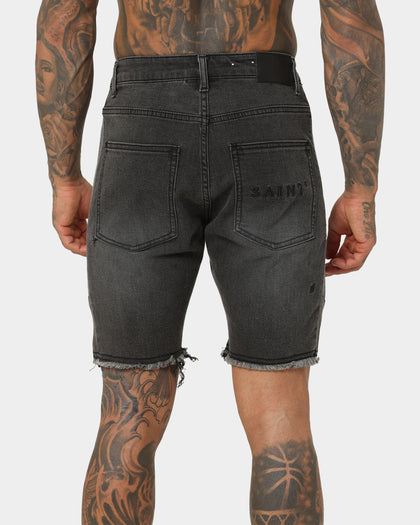 Saint Morta Codex Denim Shorts Vintage Black