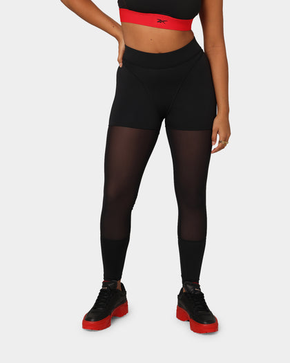 Reebok X Cardi B Women's High Raised Mesh Tights Black