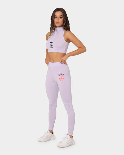 Adidas Women's Logo Play Leggings Purple Print