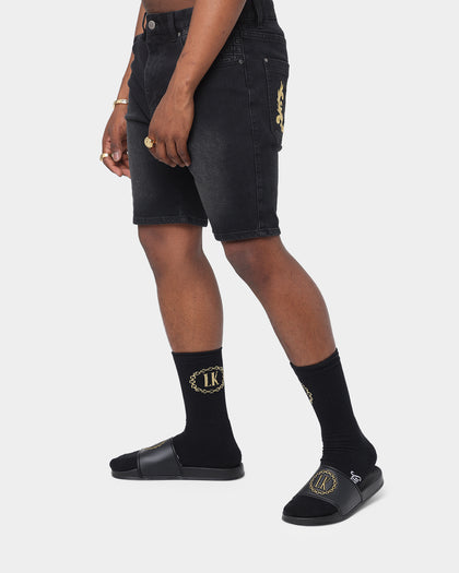 Last Kings The Throne Denim Shorts Washed Black