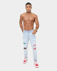 Carre BU Rugueux Distressed Jeans Light Blue