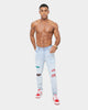 Carre BU Rugueux Distressed Jeans Light Blue