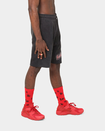Last Kings Flaming Wings Sweat Shorts Black Wash