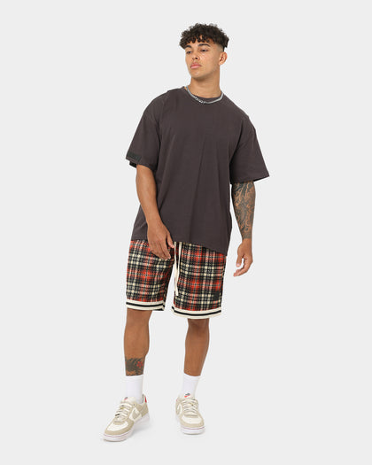 EN ES Team Basketball Shorts Red Plaid