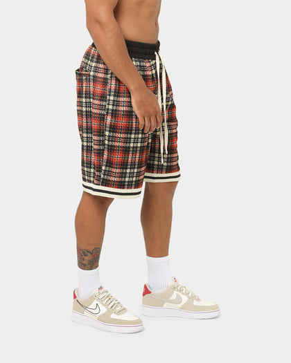 EN ES Team Basketball Shorts Red Plaid