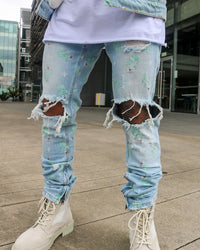 Saint Morta Lover Distressed Jeans Superwash Blue