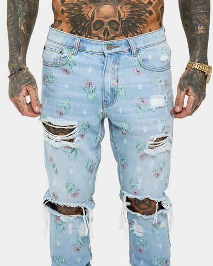 Saint Morta Lover Distressed Jeans Superwash Blue