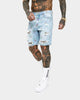 Saint Morta Lover Distressed Denim Shorts Superwash Blue
